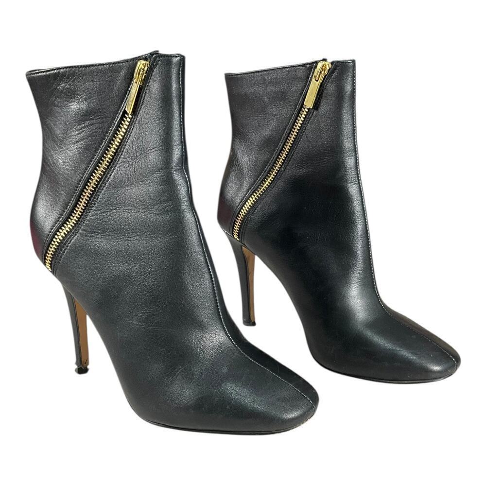 Vintage Victorias Secret Leather Dual Zipper Black Bootie Used Size 8 Half Boot